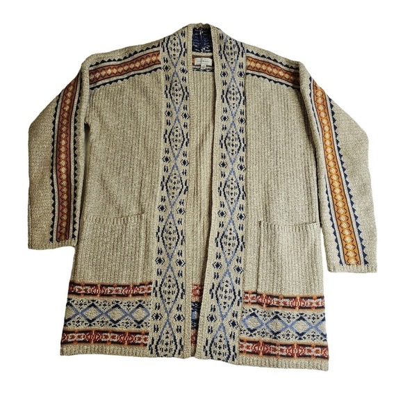 Lucky Brand Aztec Tribal Cardigan long. L/G. Western. Lagenlook. Country. Cowgir - Picture 1 of 8